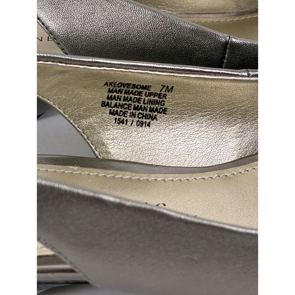 Anne Klein Aklovesome Pewter Metallic Sling Back Shoes iflex Size 7M Comfort - Picture 15 of 15